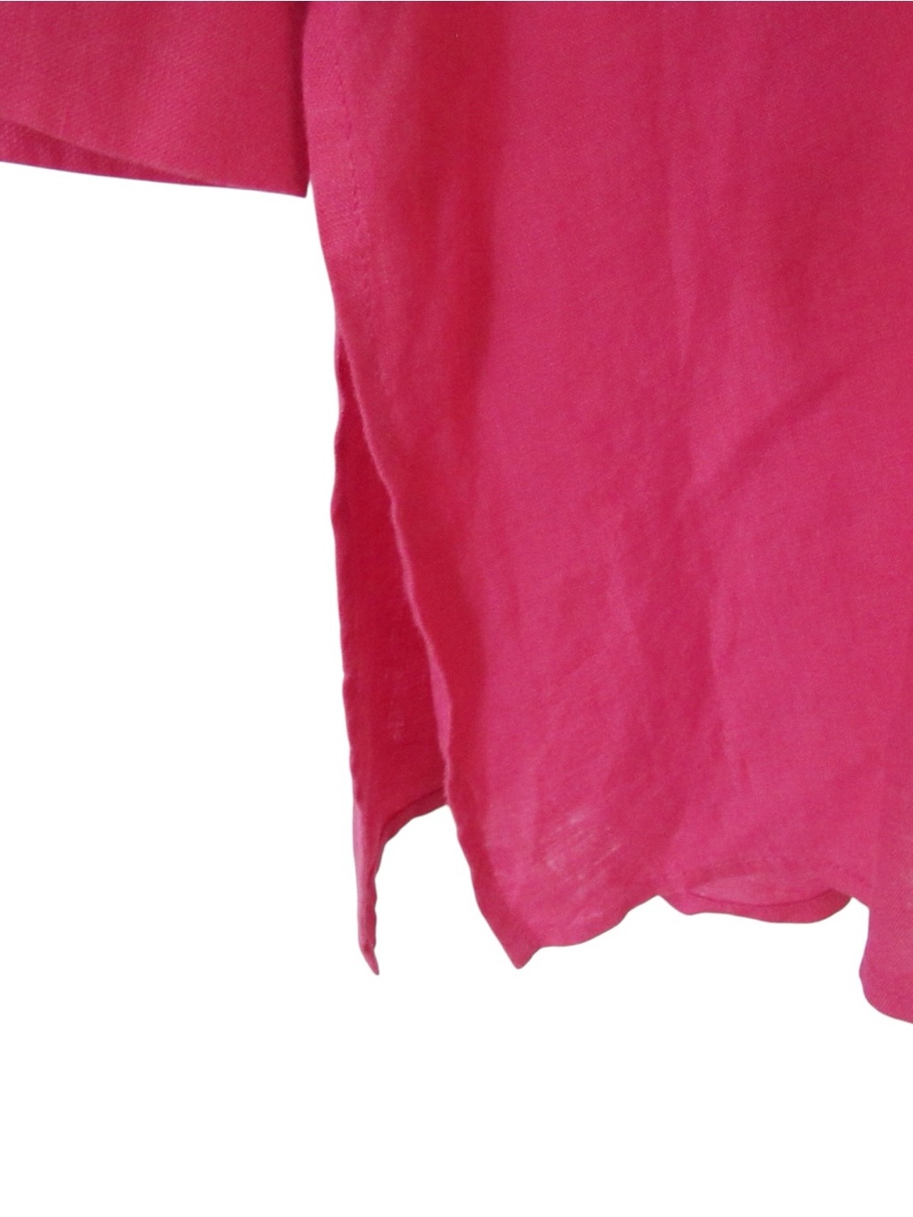Eileen Fisher Hot Pink Long Sleeve Button Down Shirt Tunic Medium Organic Linen - Picture 6 of 9